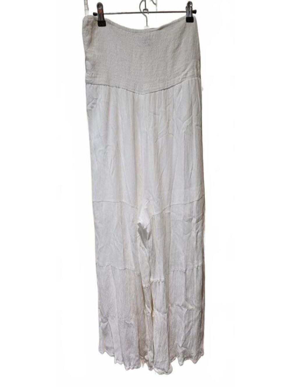 Justify Strapless Smocked White Wide Leg Partial Lined Romper Jumpsuit Large